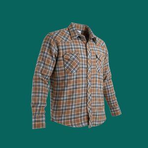 Wrangler Wrancher Men’s XXL 2XL Pearl Snap Brown Plaid Flannel Long Sleeve